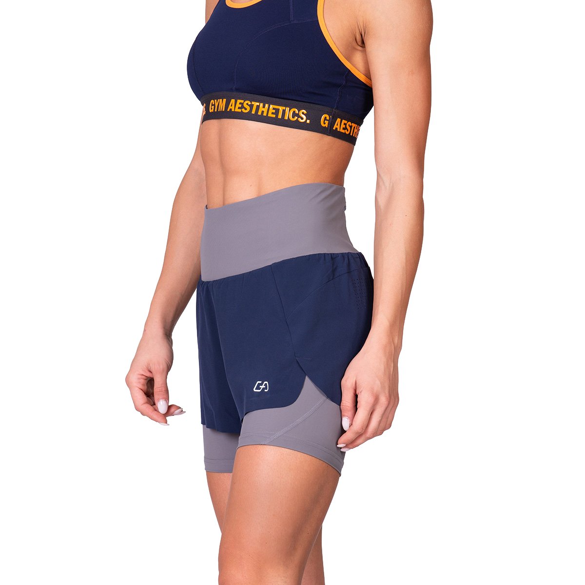 Image of Activewear 2in1 Color Block Running Shorts for Women